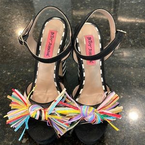 Betsey Johnson striped fun high heels from Anthropology